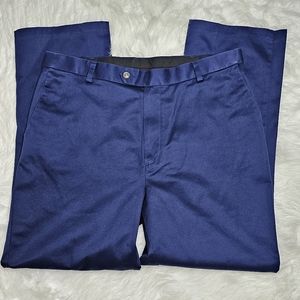 ROUNDTREE & YORKE Navy Blue Men's Flat Front Pants